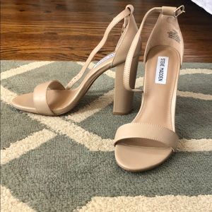 Steve Madden Carrson Leather Ankl Strap Block Heel